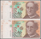 5000 Pesetas. 12 de Octubre de 1992. Pareja correlativa. Serie especial 9A. (Edifil 2017: 484b). SC.