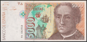 5000 Pesetas. 12 de Octubre de 1992. Serie especial 9A. (Edifil 2021: 484b). Puntitos en el margen superior. SC-.