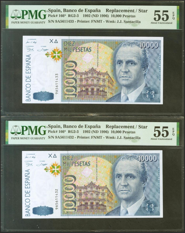 10000 Pesetas. 12 de Octubre de 1992. Pareja correlativa. Serie especial 9A. (Ed...