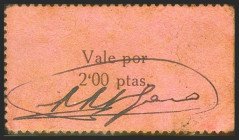 BOLTAÑANA (HUESCA). 2 Pesetas. (1936ca). Extraordinariamente raro, este valor de 2 pts no está catalogado, solo lo está hasta el 1 pts. MBC+.