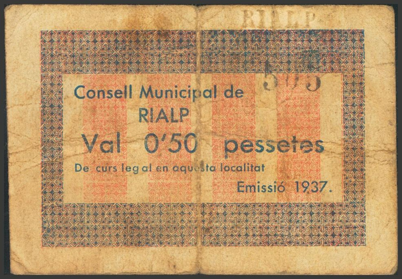 RIALP (LERIDA). 50 Céntimos. 1937. (González: 9593). Raro. MBC.