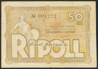 RIPOLL (GERONA). 50 Céntimos. Junio 1937. (González: 9647). MBC.