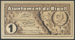 RIPOLL (GERONA). 1 Peseta. 29 de Octubre de 1937. (González: 9649). EBC.