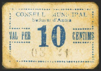 SADURNI D´ANOIA (BARCELONA). 10 Céntimos. (1936ca). (González: 9808). Muy raro. MBC+.