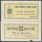 SEGARRA DE GAIA (TARRAGONA). 25 Céntimos y 50 Céntimos (pequeña erosión de polilla). Septiembre 1937. (González: 9911/12). EBC.