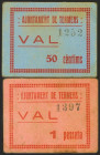 TERMENS (LERIDA). 50 Céntimos y 1 Peseta. (1936ca). (González: 10130, 10131). Raros. MBC+.