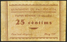 VALLFLORIDA (BARCELONA). 25 Céntimos. Mayo 1937. (González: 10511). Inusual. MBC.