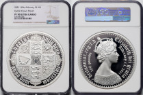 British Dependency. Elizabeth II silver Proof "Gothic Crown - Quartered Arms" 100 Pounds (1 Kilo) 2021 PR70 Ultra Cameo NGC, Commonwealth mint, KM-Unl...