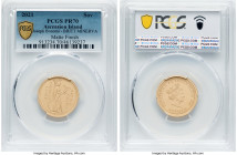 British Administration. Elizabeth II gold Matte Proof "Bonomi Pattern - Minerva" Sovereign 2021 PR70 PCGS, Commonwealth mint, KM-Unl. Mintage: 75. HID...