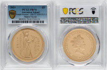 British Administration. Elizabeth II gold Matte Proof "Bonomi Pattern - Minerva" 5 Pounds 2021 PR70 PCGS, Commonwealth mint, KM-Unl. Mintage: 20. HID0...
