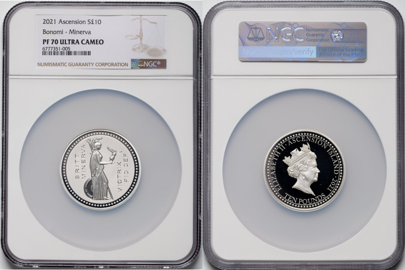 British Administration. Elizabeth II silver Proof "Bonomi Pattern - Minerva" 10 ...