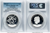 Elizabeth II silver Proof High Relief "Year of the Snake" Dollar (1 oz) 2013-P PR69 Deep Cameo PCGS, Perth mint, KM1827. Mintage: 7,500. Accompanied b...