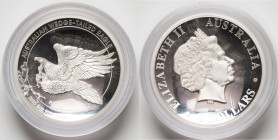 Elizabeth II silver Proof High Relief "Wedge-Tailed Eagle" 8 Dollars (5 oz) 2015-P UNC, Perth mint, KM2218. Mintage: 2,500. Accompanied by original ca...
