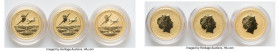 Elizabeth II 3-Piece Lot of gold "Pearl Harbor - 15th Anniversary" 15 Dollars (1/10 oz) 2016 UNC, Perth mint, KM-Unl. 16mm. Accompanied by three COAs....