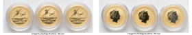 Elizabeth II 3-Piece Lot of gold "Pearl Harbor - 75th Anniversary" 15 Dollars (1/10 oz) 2016 UNC, Perth mint, KM-Unl. 16mm. Accompanied by three COAs....