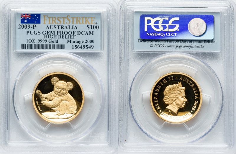 Elizabeth II gold Proof High Relief "Koala" 100 Dollars (1 oz) 2009-P Gem Proof ...