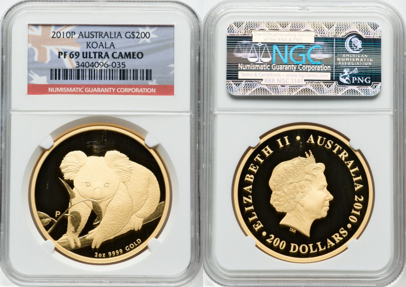 Elizabeth II gold Proof Koala 200 Dollars (2 oz) 2010-P PR69 Ultra Cameo NGC, Pe...