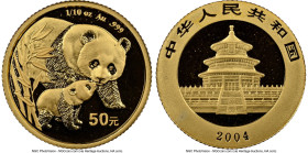 People's Republic Pair of Certified gold Panda Assorted Issues 2004 MS69 NGC, 1) 50 Yuan (1/10 oz), KM1531. 2) 20 Yuan (1/20 oz), KM1529. HID098012420...