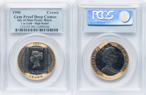 British Dependency. Elizabeth II gold High Relief "Penny Black Stamp -150th Anniversary" Crown (1 oz) 1990 Gem Proof Deep Cameo PCGS, Pobjoy Mint mint...