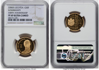 Prince Hans Adam II gold Proof "200th Anniversary of Sovereignty" 50 Franken 2006-B PR69 Ultra Cameo NGC, Bern mint, KM-Y25. Commemorates 200th Annive...