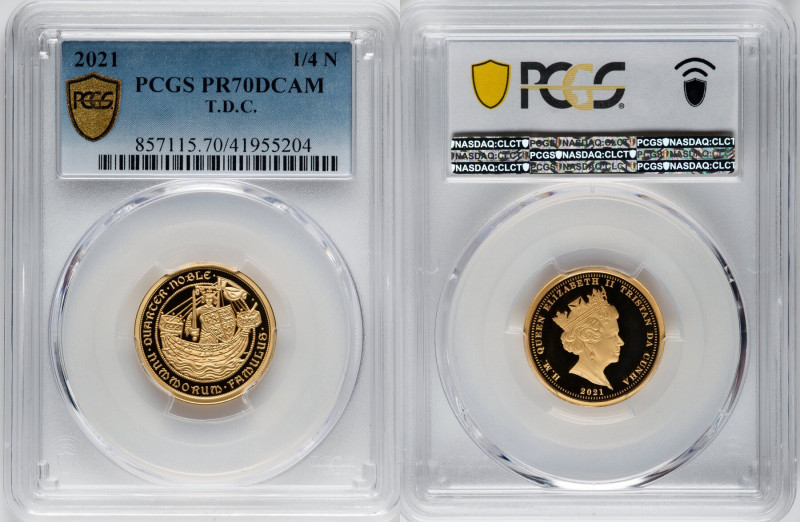 Elizabeth II gold Proof 1/4 Noble (1/4 oz) 2021 PR70 Deep Cameo PCGS, Commonweal...