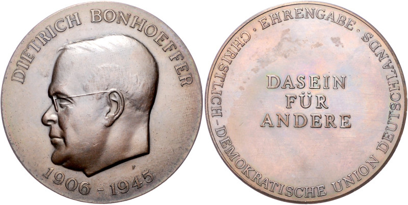 Ausgaben der DDR. 
Parteien. 
CDU. Ehrengabe, Dietrich-Bonhoeffer-Medaille, v....