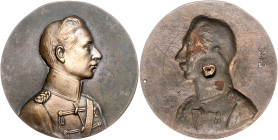 Deutsche Medaillen. 
Brandenburg-Preußen. 
Wilhelm II. 1888-1918. Bronzeplakette, einseit. Hohlguss, o.J. (nach 1911), unsign., auf den Kronprinzen ...