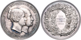 Deutsche Medaillen. 
Mecklenburg-Schwerin. 
Friedrich Franz II. 1842-1883. Silbermed. 1849, von H. Wilck, Schwerin (bei Loos, Berlin), auf seine Ver...