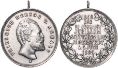 Schützenmedaillen. 
Ilberstedt/Anh. Silbermed. mit Orig.-Henkel 1899, unsign., 50-jähr. Jubiläum der Schützengilde, Kopf Herzogs Friedrich I. von Anh...