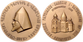 Ausländische Medaillen. 
Armenien. 
Bronzemed. 1995, Leningrader Münzhof, auf die Wahl von Karekin Sarkissian zum Obersten Patriarchen Karekin I., K...