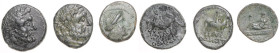 Münzen der griechischen Welt. 
Thrakia/Odessos. 
3 verschiedene Bronzen, 18-21 mm, ca. 200 vdZ. 


s-ss