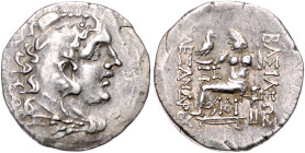 Münzen der griechischen Welt. 
Thrakia/Odessos. 
Tetradrachme im Namen Alexanders des Großen (postum, ca. 125-70 vdZ), 16,28 g, Herakleskopf re./Zeu...