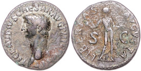 Römische Münzen. 
Kaiserzeit. 
Claudius 41-54. As, Rom, 11,20 g, barhäuptiger Kopf li./Libertas fast frontal stehend, S-C. Kamp.&nbsp;12.23, RIC&nbs...