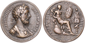 Römische Münzen. 
Kaiserzeit. 
Marc Aurel 139-180. Bronzegussmedaille im Stile eines Sesterzen ("Paduaner"), von Giovanni da Cavino (1500-1570), bel...