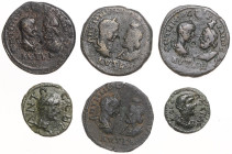 Römische Münzen. 
Kolonien und Provinzen. 
Moesia inf./Dionysopolis, Gordian III., 238-244. 4 Mittel- und 2 Kleinbronzen. 


s u. ss