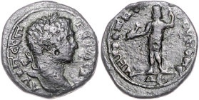 Römische Münzen. 
Kolonien und Provinzen. 
Moesia inf./Tomis, Geta, 209-212. AE 26, 10,11 g, belorb. Kopf re./Neptun n. li. stehend, in der Rechten ...