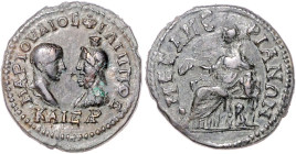 Römische Münzen. 
Kolonien und Provinzen. 
Thrakia/Mesembria, Philipp II., 247-249. AE 28, 10,94 g, die Büsten Philipps u. Serapis zueinander/Kybele...