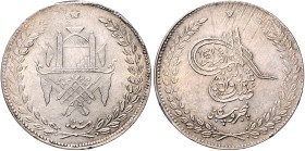 Afghanistan. 
Abdur Rahman 1880-1901. 5 Rupien 1316 A.H. (1898), Silber, 45,92 g. KM&nbsp;826, Schön&nbsp;23. 


justiert, ss-vz