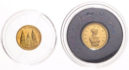 Andorra. 
1 Diner 2008 u. 2010, beide GOLD (je 0,5 g 999.9 f.), Venus von Milo u. Santiago de Compostela. Schön&nbsp;327&nbsp;u.&nbsp;381. zus. 2 St....