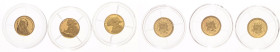 Andorra. 
3x 2 Diners 2008, GOLD (je 0,73 g 999.9 f.), Jungfrau Maria von Lourdes, Beethoven u. Napoleon Bonaparte. Schön&nbsp;330-332. in Kapseln. ...