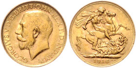Australien. 
Georg V. 1910-1936. Sovereign 1916 P, Perth, GOLD. KM&nbsp;29, Seaby&nbsp;4001, Fb.&nbsp;40. mehrwertsteuerbefreit.. 


ss-vz