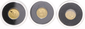 Australien. 
Elisabeth II. 1952-2022. 2 Dollars 2010, 2011 u. 2012, GOLD (je 0,5 g 999.9 f.), Goldbarrenmünzen Kangaroo (24.-26. Ausgabe). Schön&nbsp...