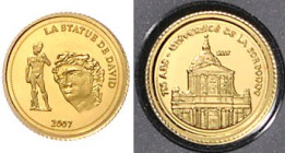 Benin. 
2x 1500 Francs 2007, beide GOLD (je 0,5 g 999.9 f.), 750 Jahre Sorbonne u. "David" von Michelangelo. Schön&nbsp;B75&nbsp;u.&nbsp;75. in Kapse...