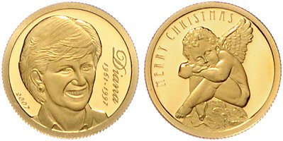 Cook-Inseln. 
10 Dollars 2007, GOLD (1,24 g 999 f.), 10. Todestag von Lady Dian...