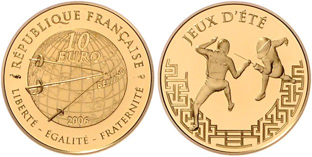 Frankreich. 
Fünfte Republik seit 1958. 10 Euro 2006, GOLD (8,45 g 920 fein), O...