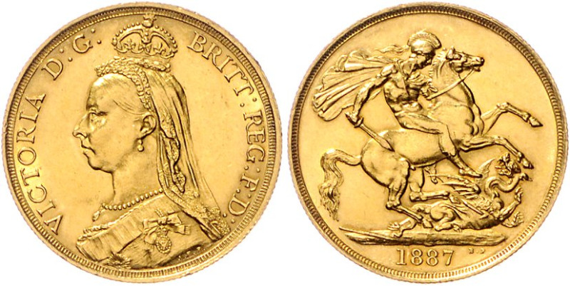 Großbritannien. 
Victoria 1837-1901. 2 Pounds 1887, GOLD, 15,96 g, Jubiläumsaus...
