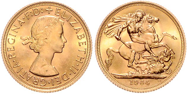 Großbritannien. 
Elisabeth II. 1952-2022. Sovereign 1964, GOLD. Seaby&nbsp;4125...