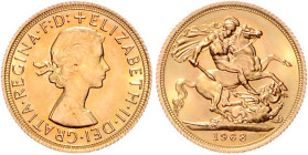 Großbritannien. 
Elisabeth II. 1952-2022. Sovereign 1968, GOLD. Seaby&nbsp;4125, Fb.&nbsp;417. mehrwertsteuerbefreit.. 


winz. Kratzer, f. stfr/s...
