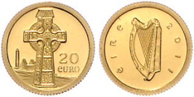 Irland. 
Republik seit 1937. 20 Euro 2006 u. 2011, GOLD (1,24 u. 0,5 g 999 fein), Samuel Beckett u. Keltisches Hochkreuz. Schön&nbsp;44&nbsp;u.&nbsp;...