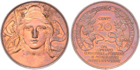 Italien-Königreich ab 1861. 
Vittorio Emanuele III. 1900-1944. 20 Centesimi 1906, Kupfer, Gettone/Wertmarke der Esposizione di Milano, im Jugendstil,...